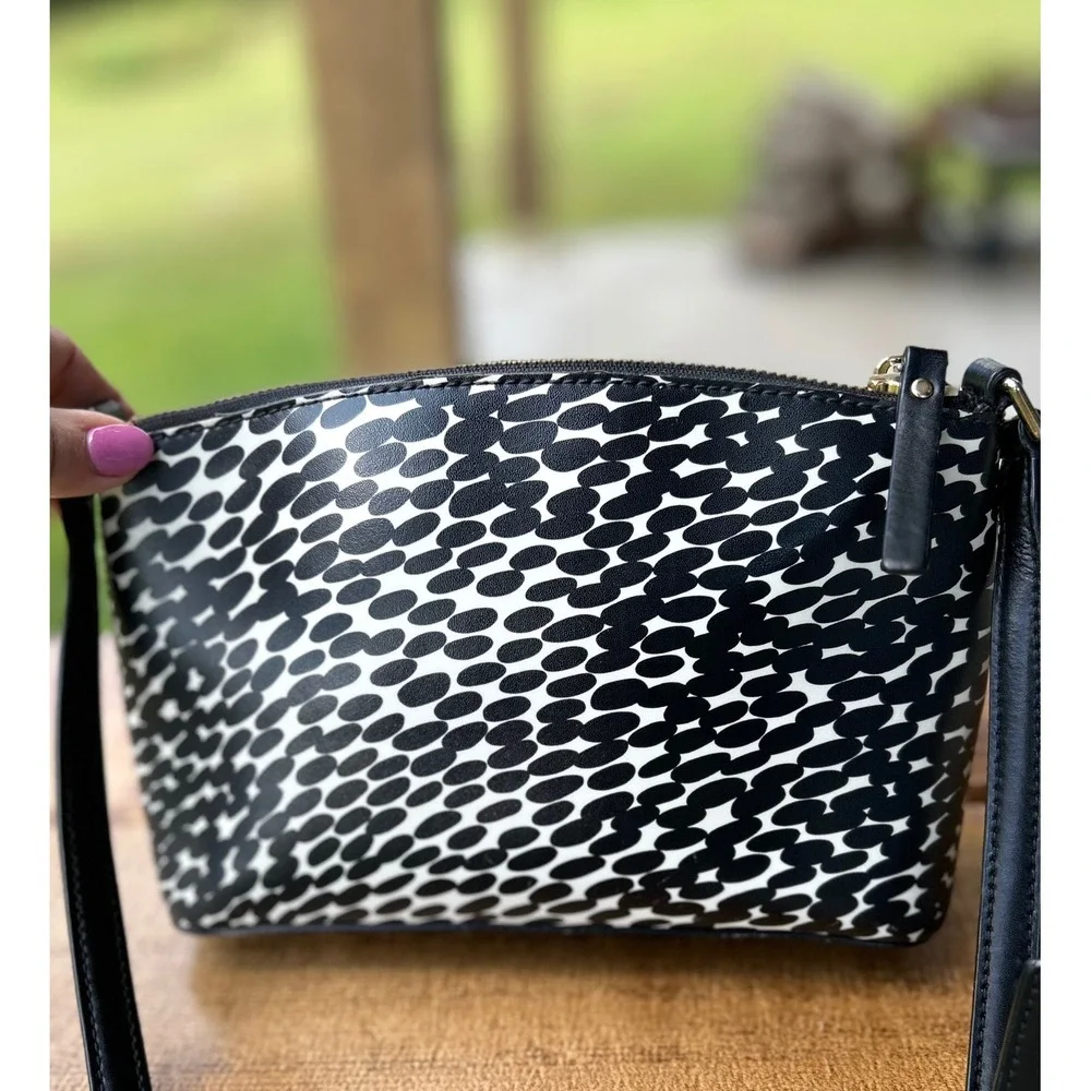 Kate Spade NY Grove Street Millie Crossbody Bag Splodge Dot Black Cream Leather